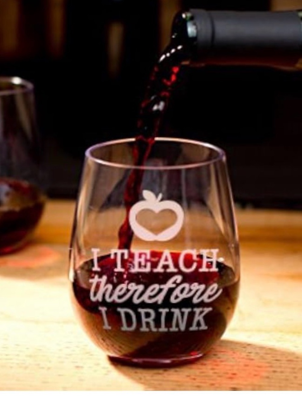 Teacher Stemless Wine unbreakable wine Glass "I Teach Therefore I Drink"
